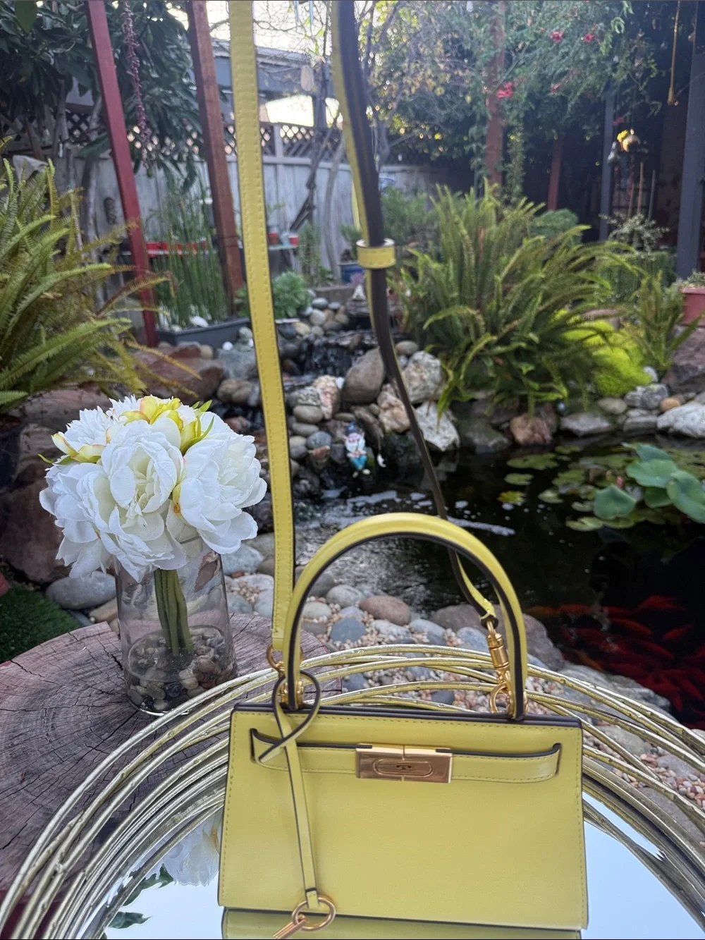 Tory Burch Lemon Yellow Top-Handle Satchel with Gold Hardware